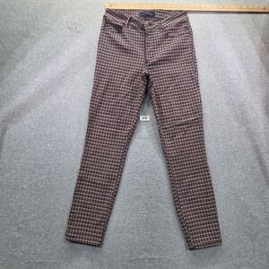 Tommy Hilfiger Womens Plaid Slim Ankle Pants Navy Red Cream Size 8